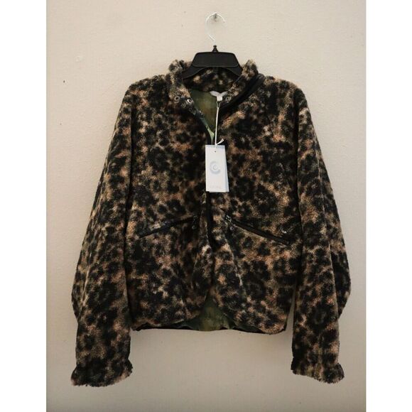 Calme by Johnny Was Size Small Printed Sherpa Fleece Jacket Brown/Multi - Picture 1 of 14